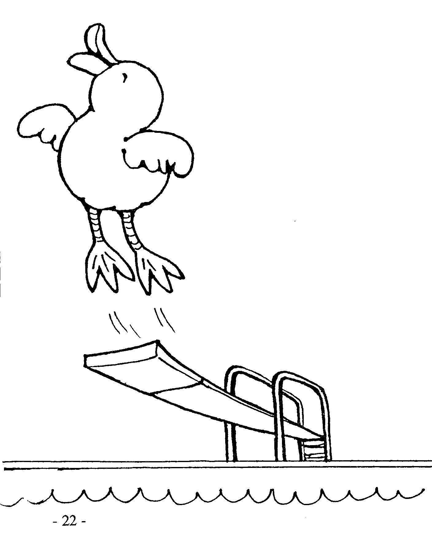 Black and White Duck Coloring Pages cg duck diving board1 file Printable Coloring4free