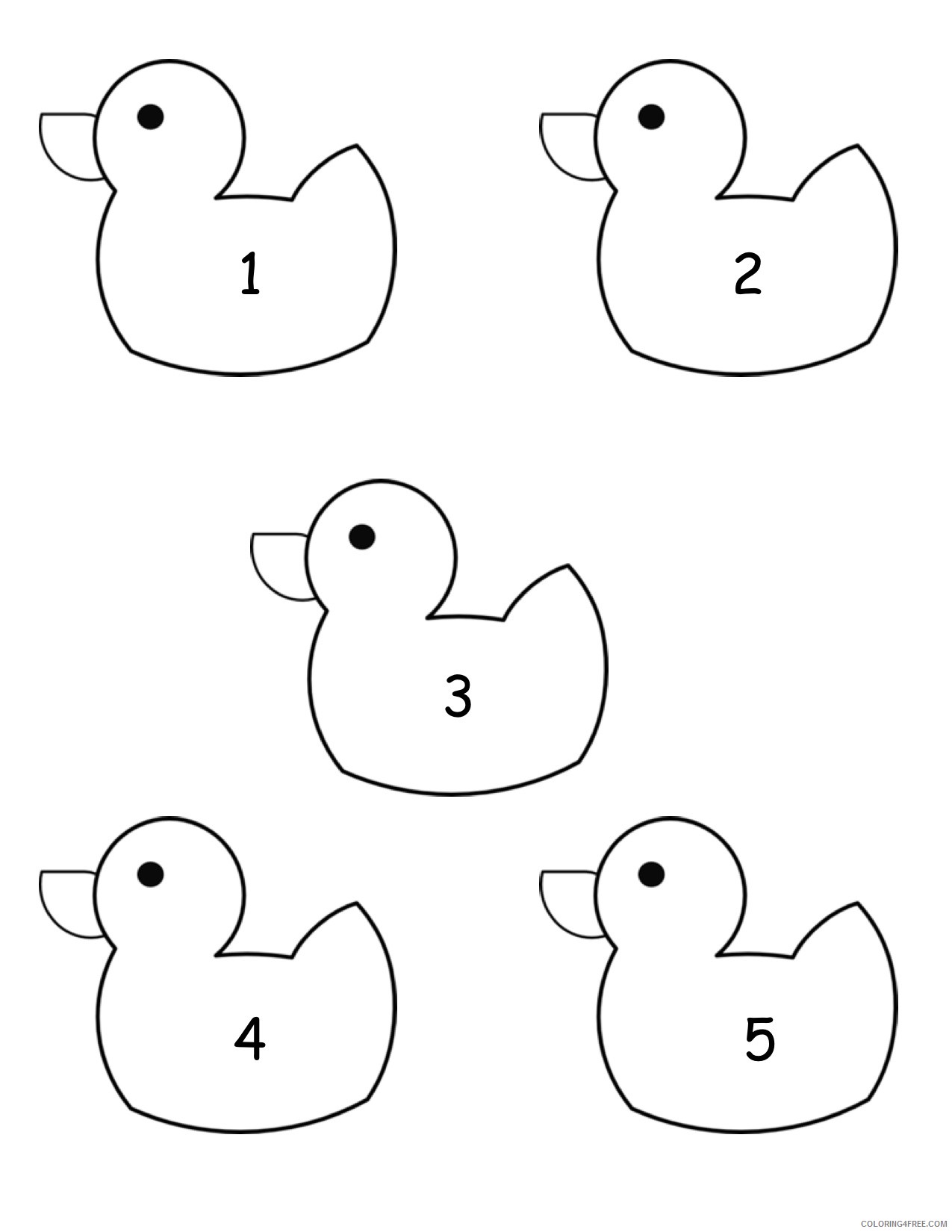 Black and White Duck Coloring Pages or the plastic ducks to Printable Coloring4free