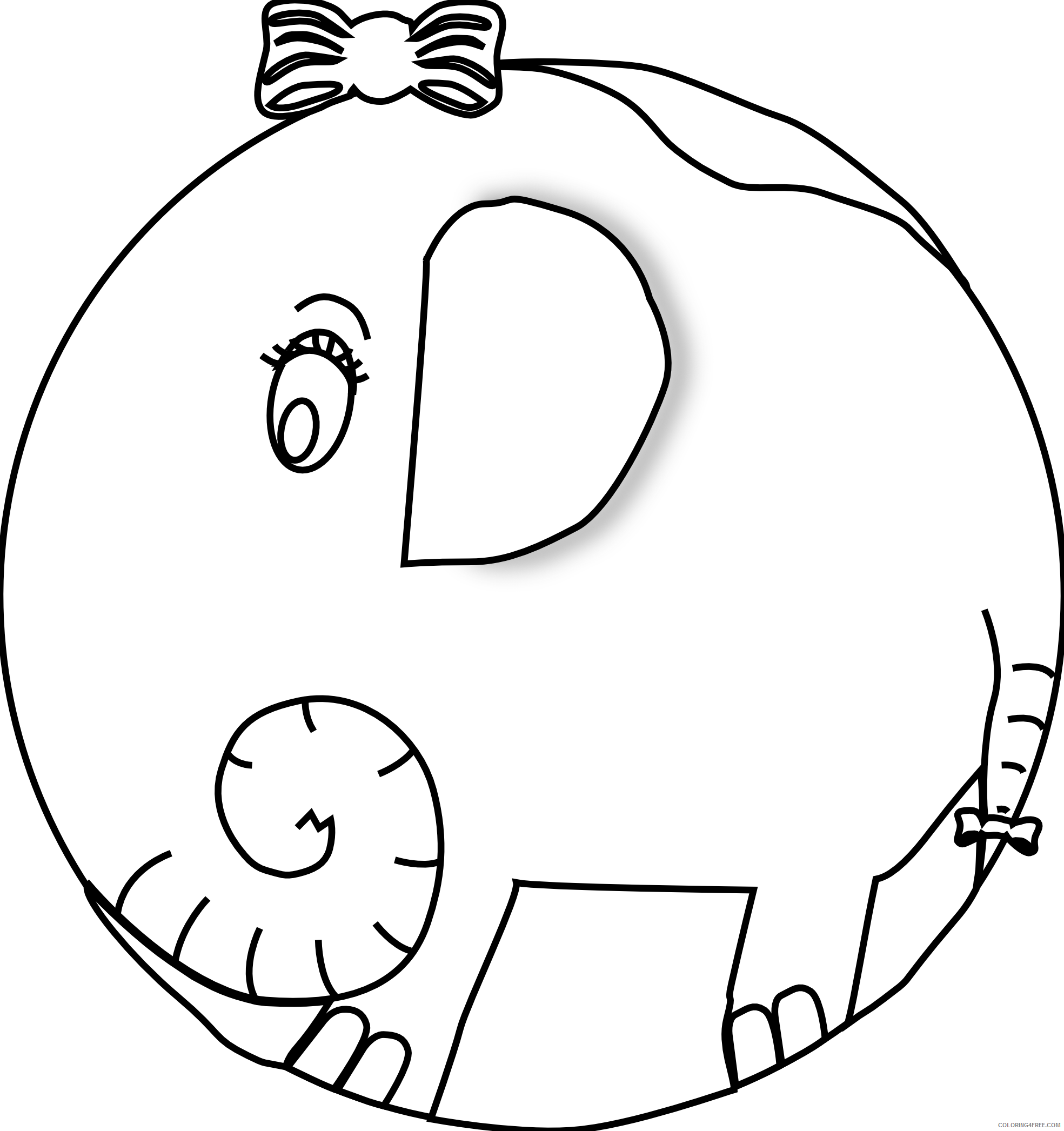 Black and White Elephant Coloring Pages elephant 2 girl black white Printable Coloring4free