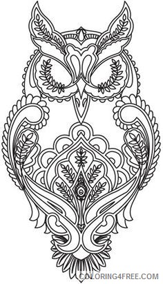 Black and White Owl Coloring Pages full moon owl embroidery design Printable Coloring4free