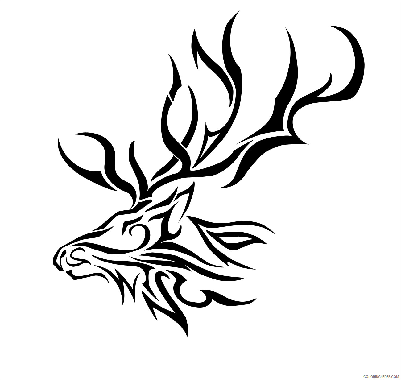 Black and White Reindeer Coloring Pages antler moose antler Printable Coloring4free