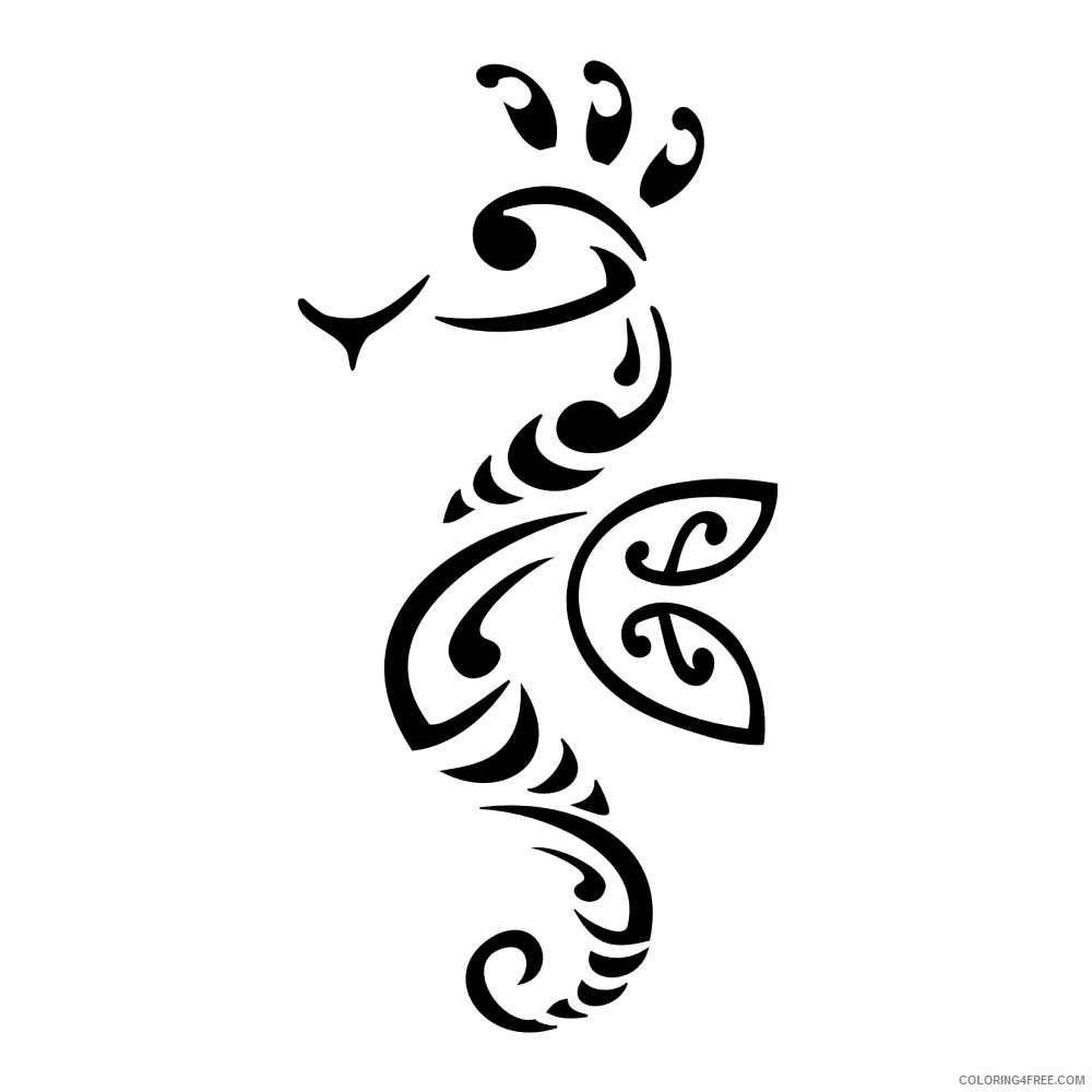 Black and White Seahorse Coloring Pages sea horse 2 Printable Coloring4free