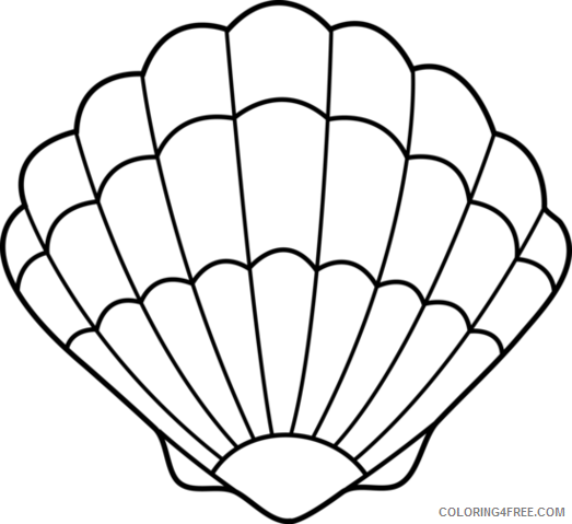 Black and White Seashell Coloring Pages seashell black and 58a0dc8d4b941 Printable Coloring4free
