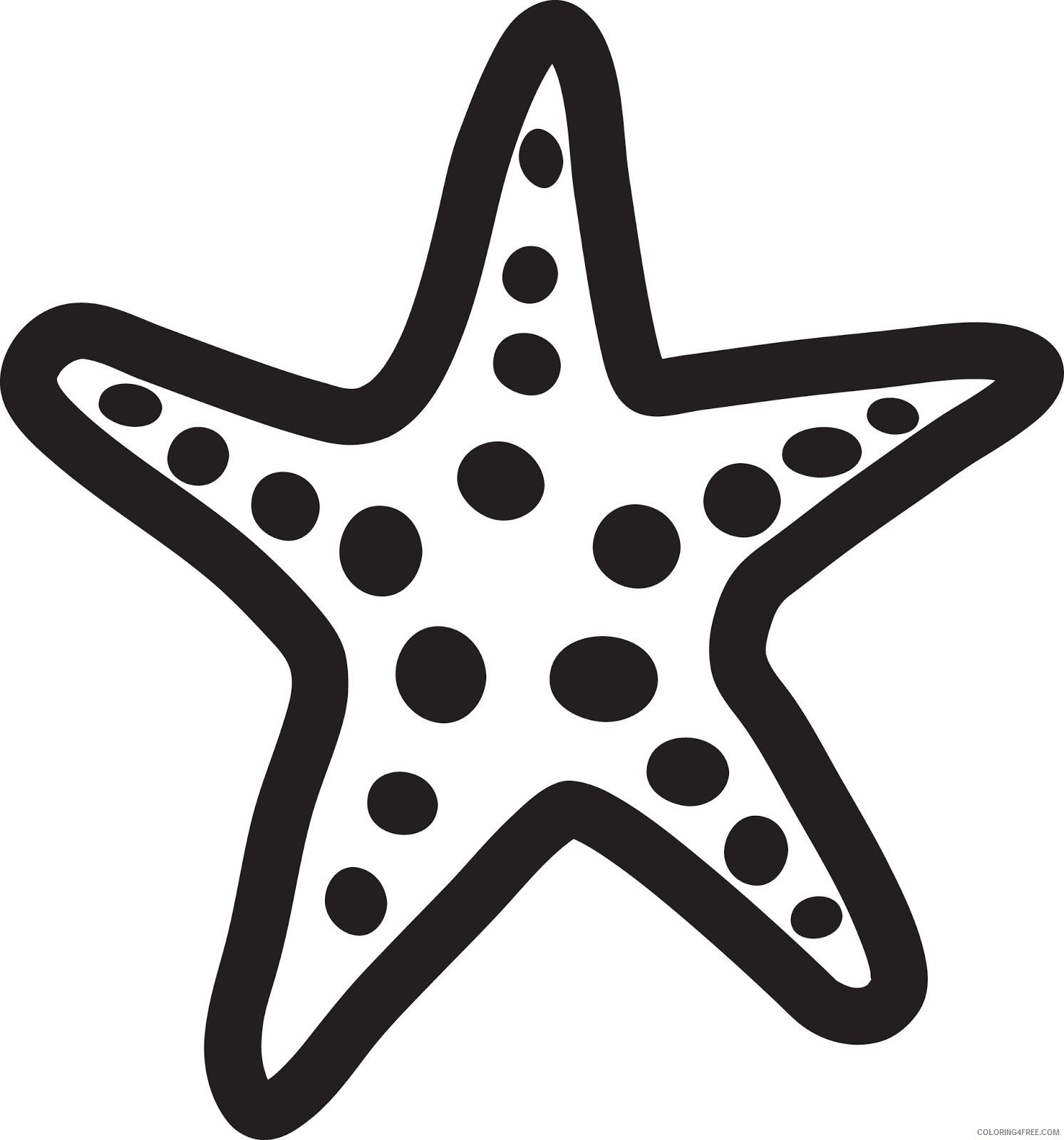 Black and White Starfish Coloring Pages to starfish orange red clip Printable Coloring4free