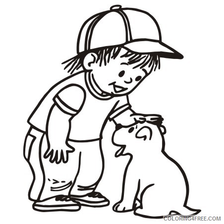 Boy and Dog Coloring Pages k boy with dog jpg Printable Coloring4free
