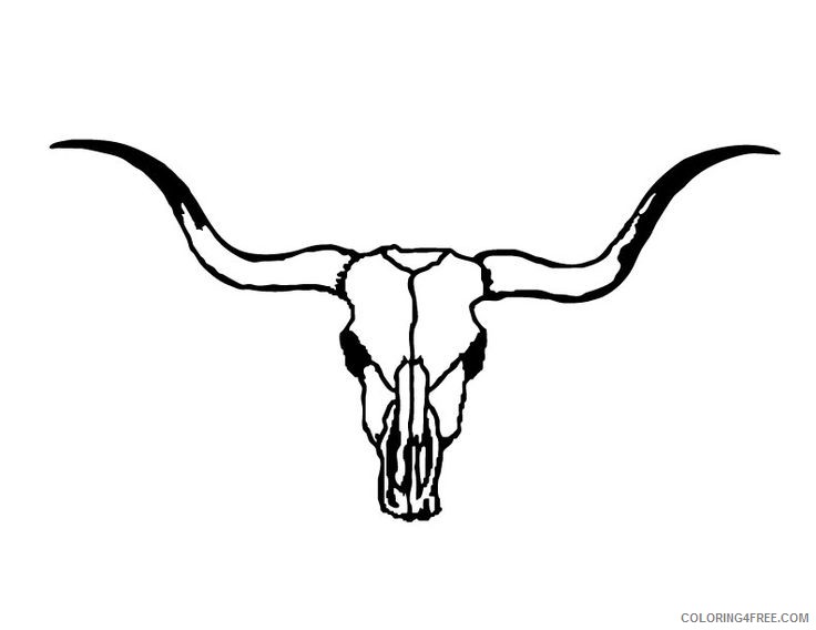 Bull Skull Coloring Pages skull drawings bull skull drawing Printable Coloring4free
