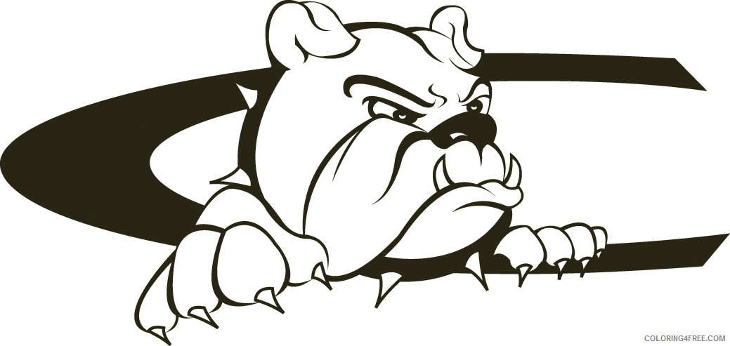 Bulldog Coloring Pages bulldog with cune in black Printable Coloring4free