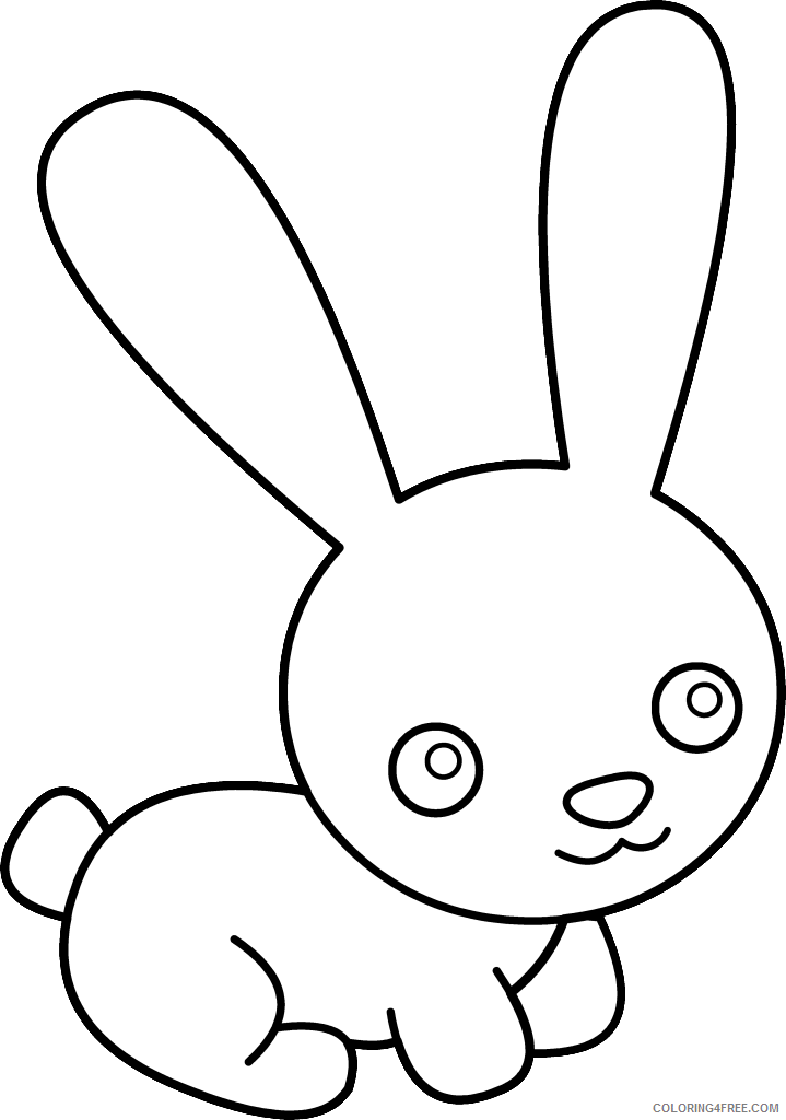 Bunny Outline Coloring Pages Bunny rabbit black and Printable Coloring4free