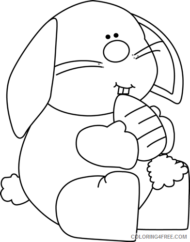 Bunny Outline Coloring Pages carrot black and Printable Coloring4free