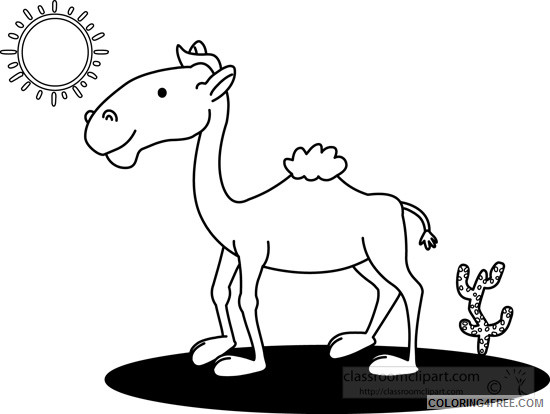 Camel Outline Coloring Pages animals camel in desert black Printable Coloring4free