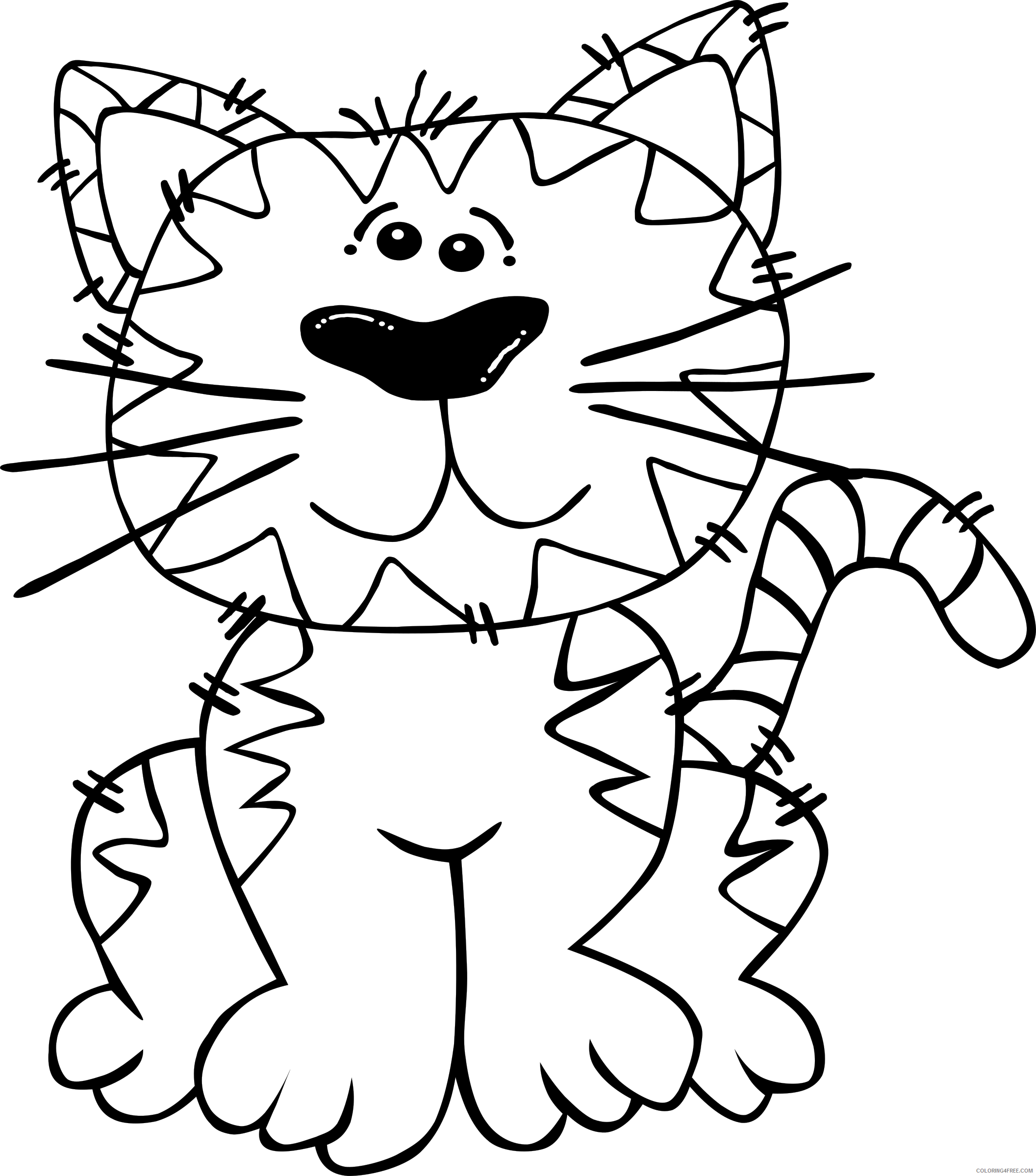 Cartoon Cat Coloring Pages cartoon cat sitting 1 by Printable Coloring4free
