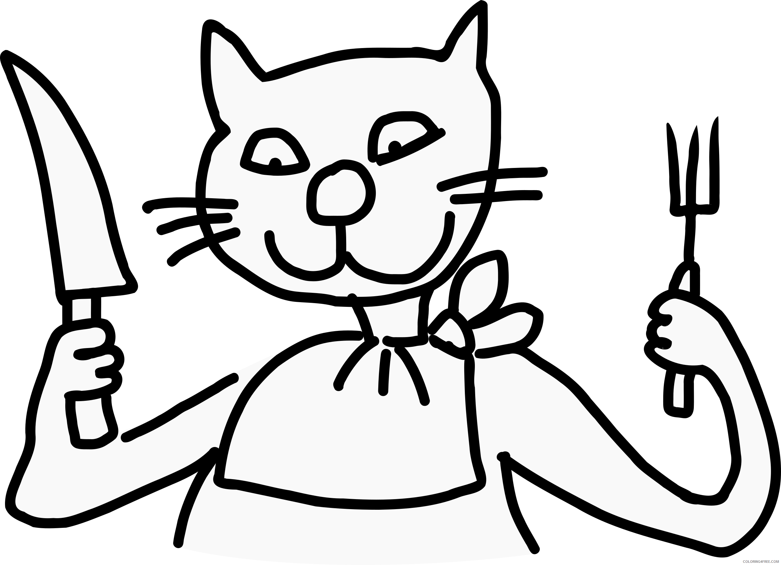 Cat Coloring Pages cat was going to lunch Printable Coloring4free