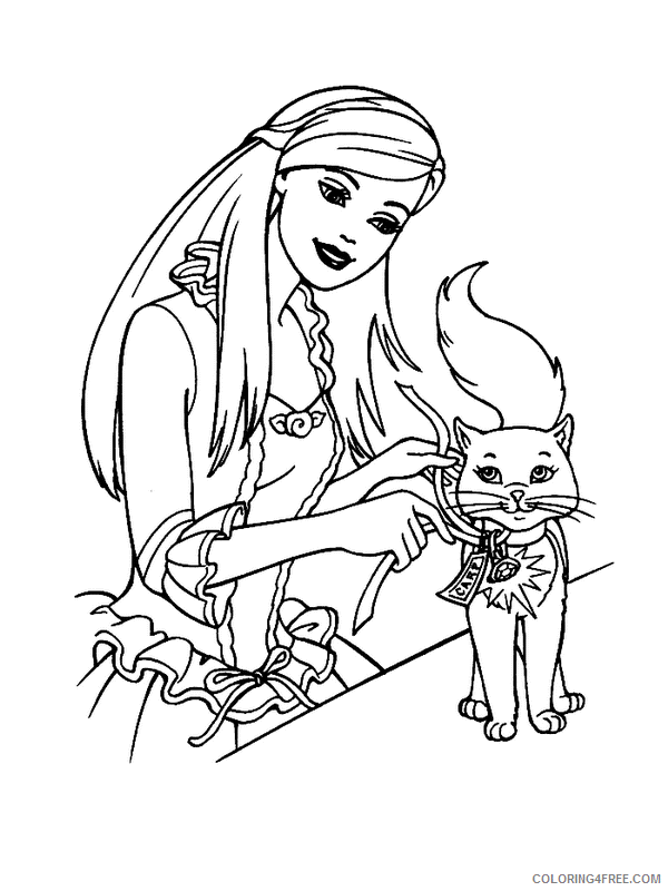 cat large coloring pages barbie princess and cat coloring