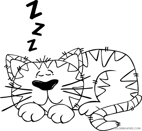 Cat Outline Coloring Pages cartoon cat sleeping outline clip Printable Coloring4free