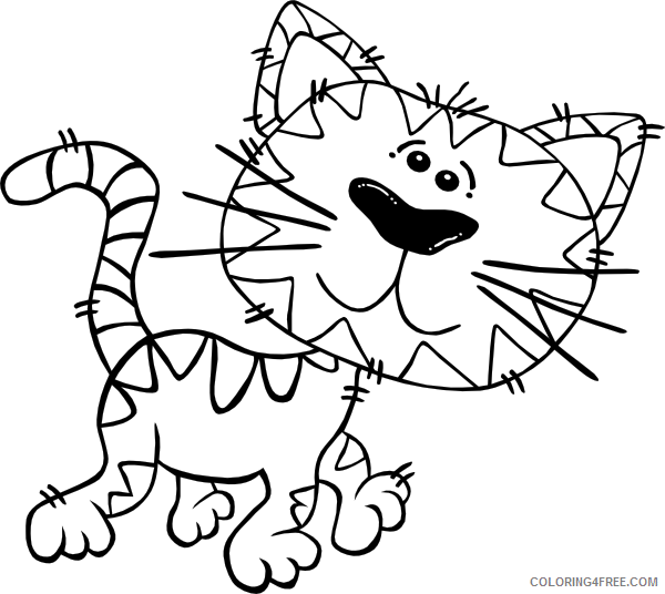 Cat Outline Coloring Pages cartoon cat walking outline clip Printable Coloring4free