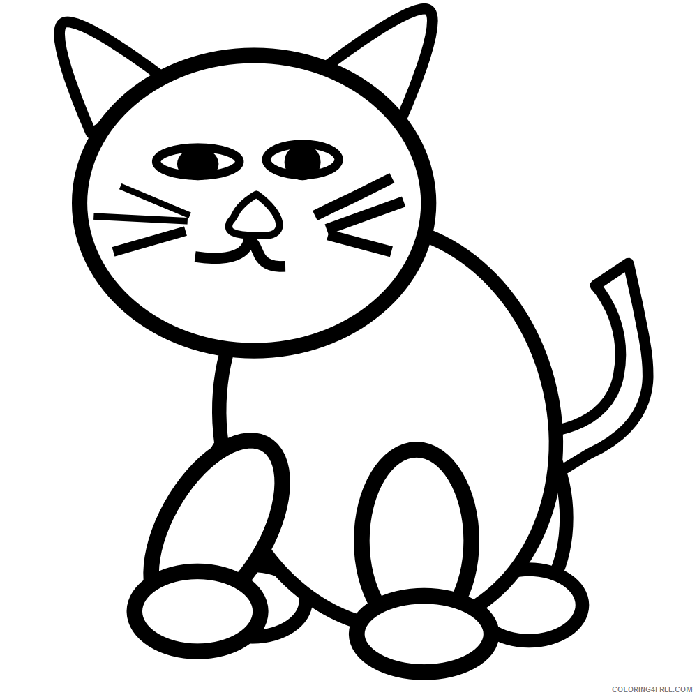 Cat Outline Coloring Pages cat clipart Printable Coloring4free