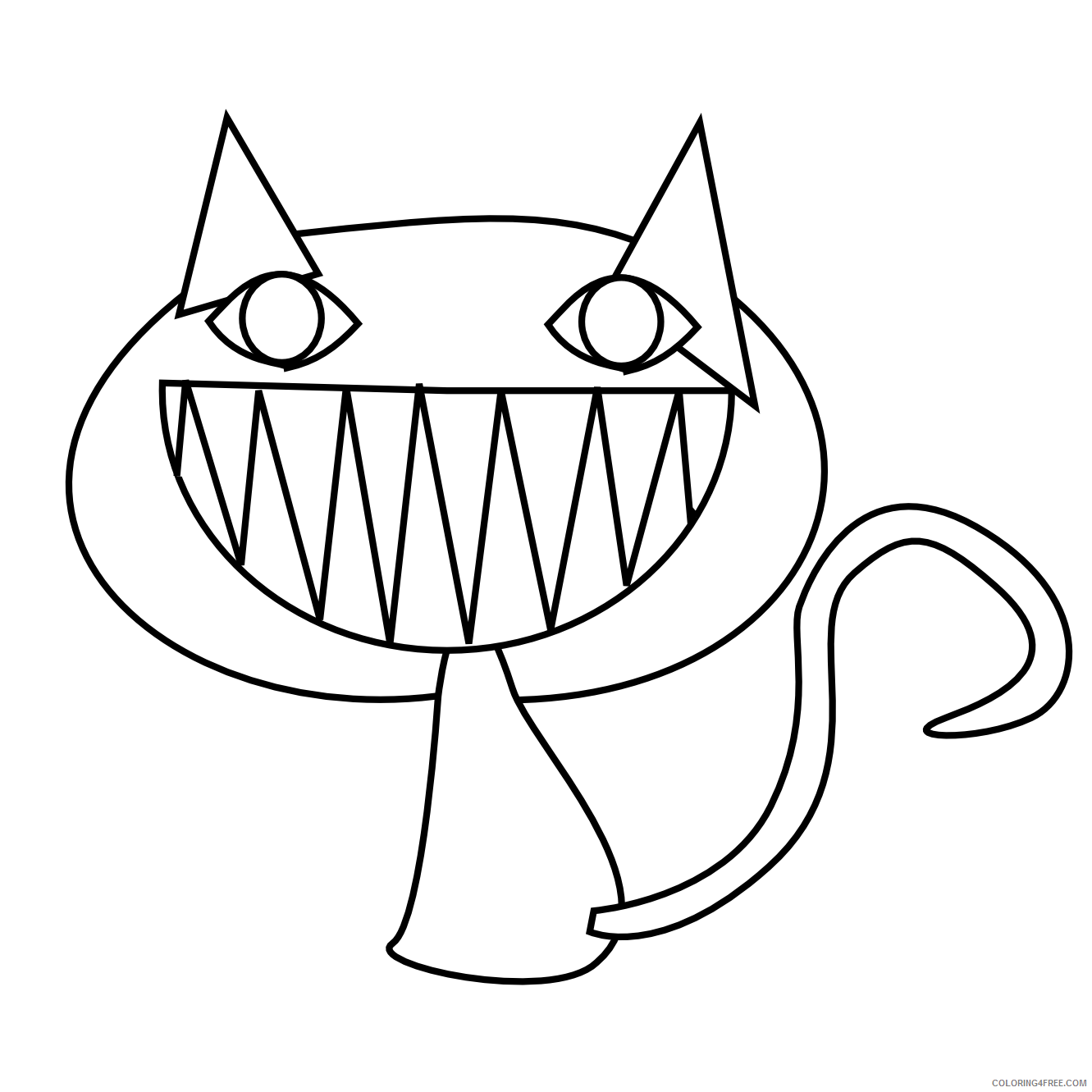 Cat Outline Coloring Pages cat smile 3 black white Printable Coloring4free