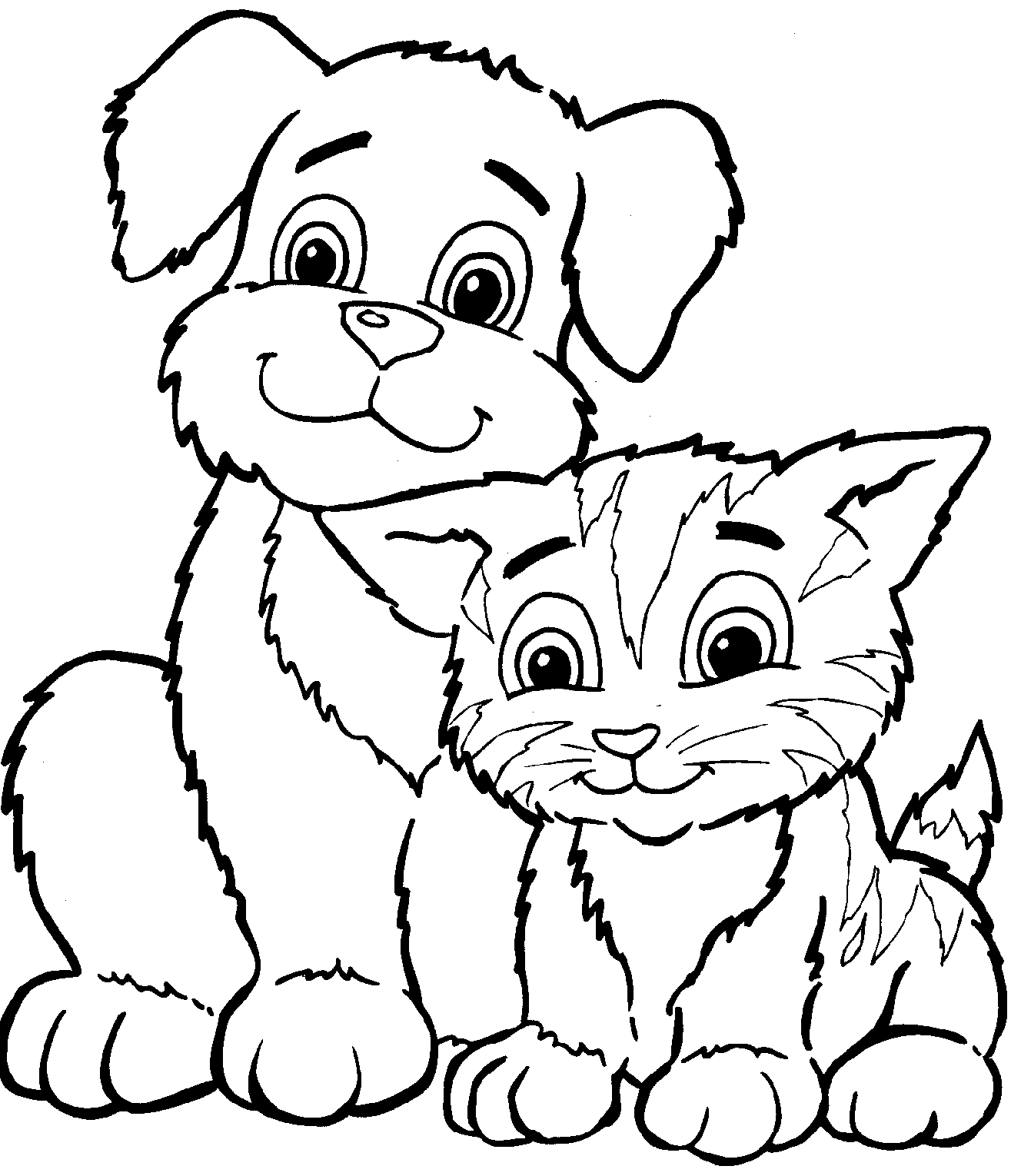 Cat Outline Coloring Pages dog and cat black Printable Coloring4free