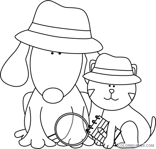 Cat Outline Coloring Pages dog and cat clip art Printable Coloring4free