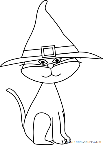 Cat Outline Coloring Pages halloween cat Printable Coloring4free