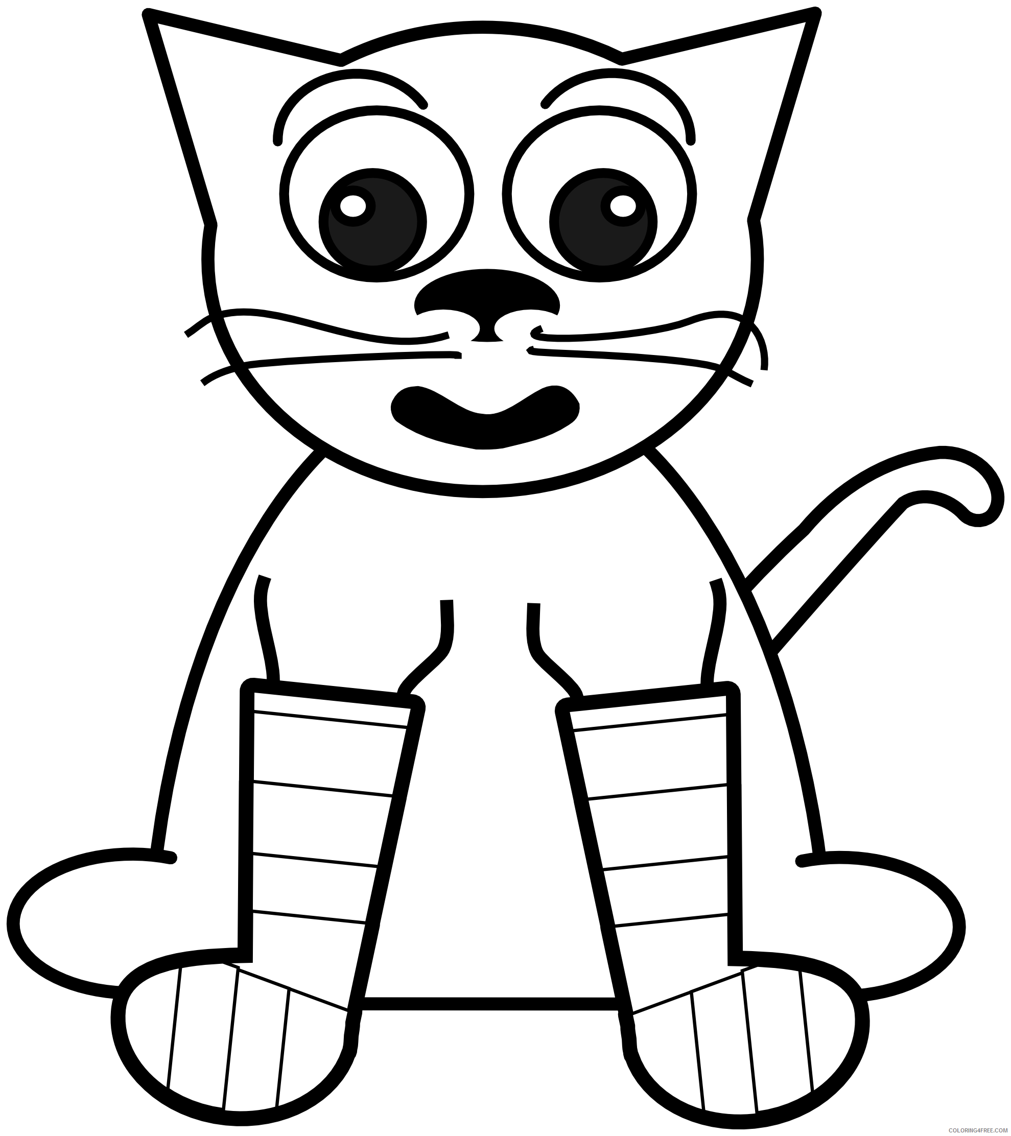 Cat Outline Coloring Pages rainbow Printable Coloring4free