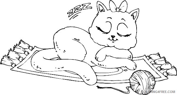 Cat Sleeping Coloring Pages mat page a female Printable Coloring4free