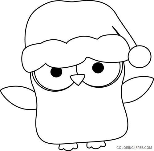 Christmas Owl Coloring Pages christmas black and Printable Coloring4free