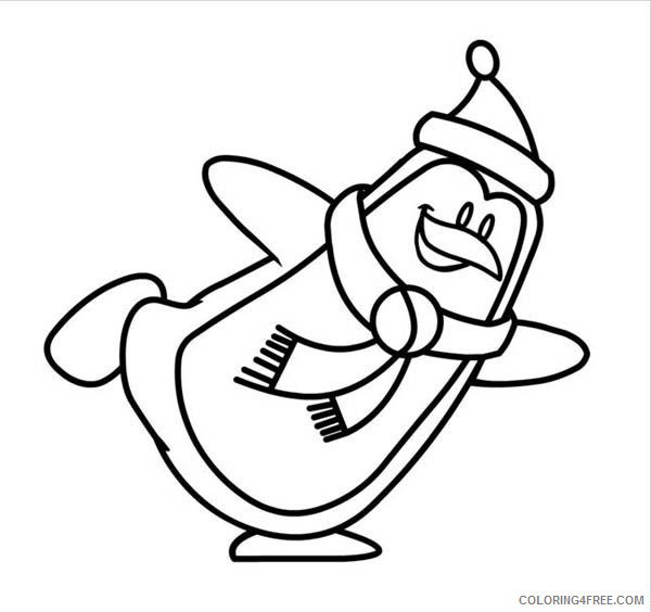 Christmas Penguin Coloring Pages a happy penguin Printable Coloring4free