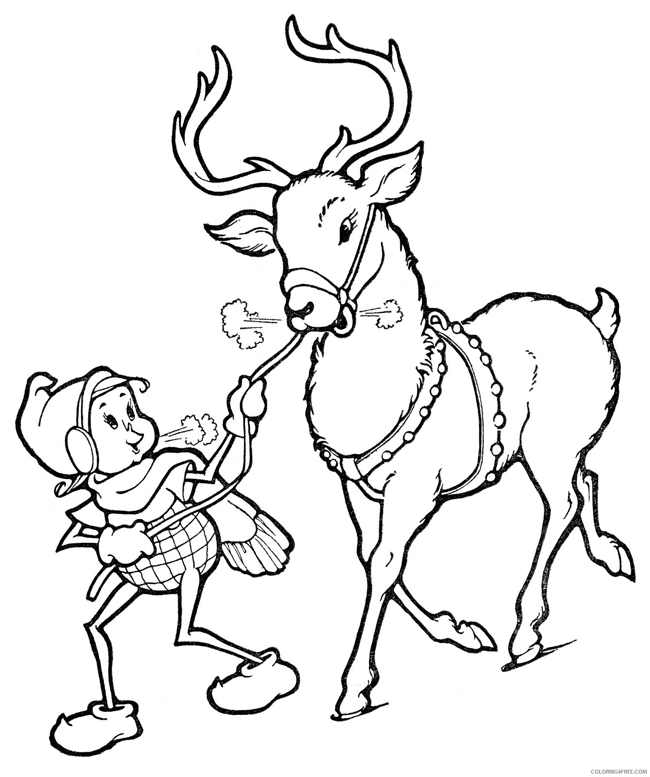 Christmas Reindeer Coloring Pages christmas line art elf with Printable Coloring4free