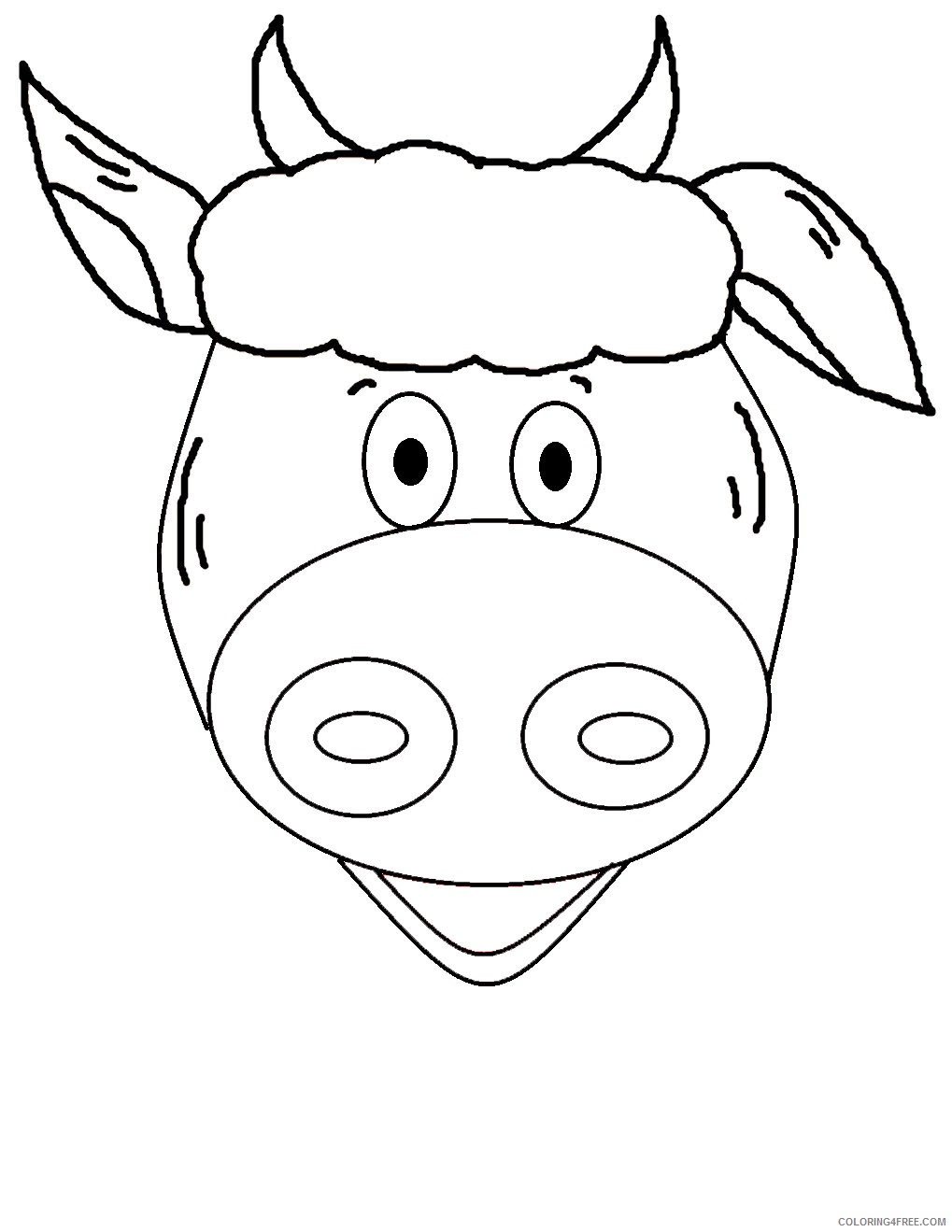 Cow Outline Coloring Pages cartoon cow face outline 15 Printable Coloring4free