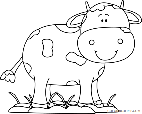 Cow Small Coloring Pages cow in the mud black Printable Coloring4free