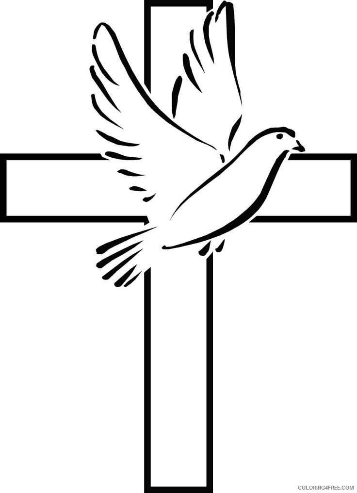 Cross Dove Coloring Pages cross with dove 3NihU2 Printable Coloring4free