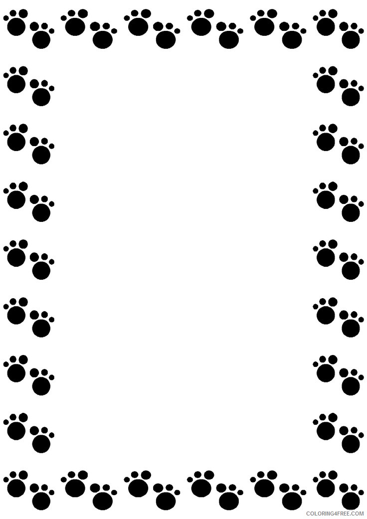 Dog Border Coloring Pages dog paw gallery for clip Printable Coloring4free