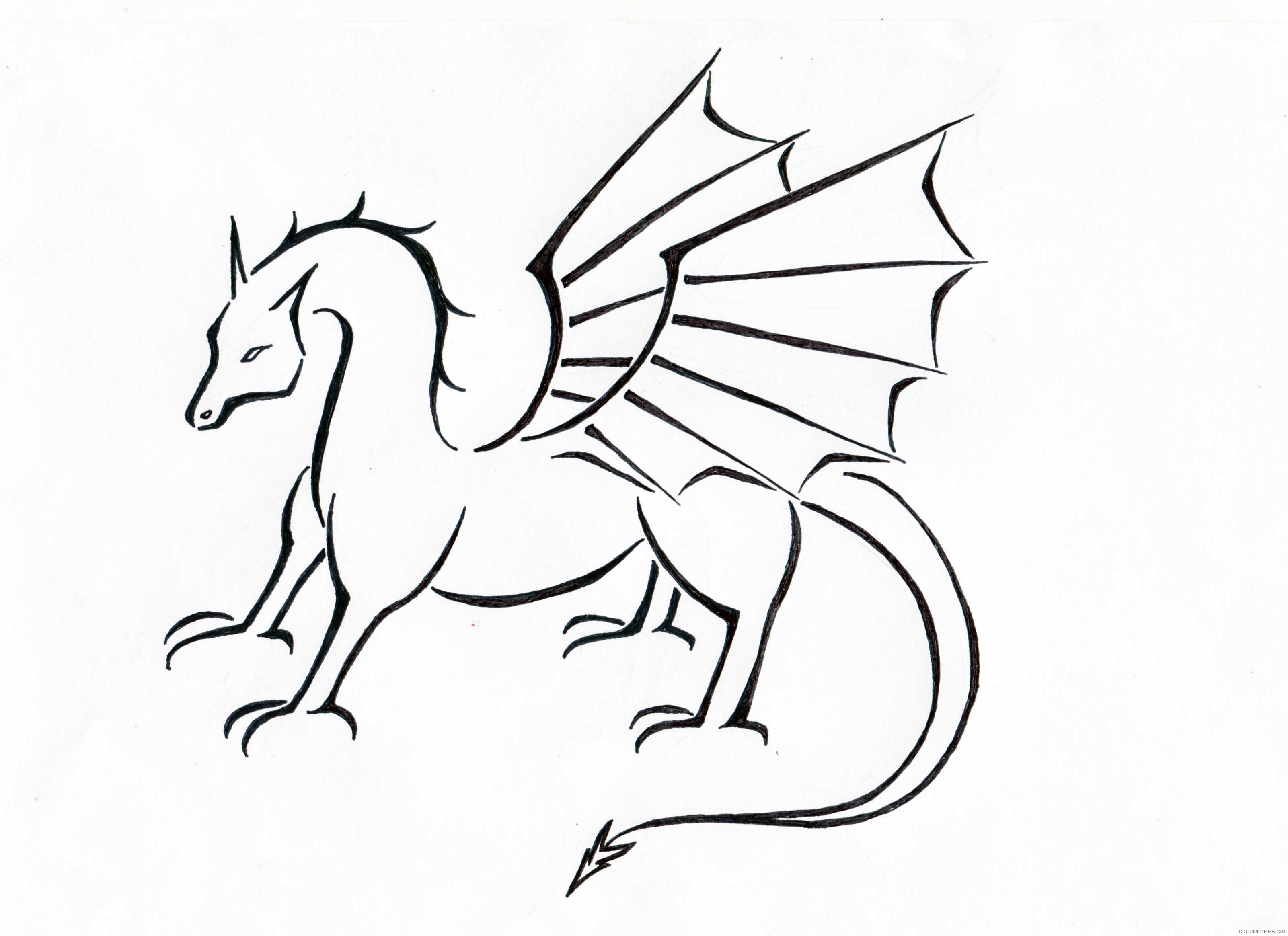 Dragon Outline Coloring Pages welsh dragon outline best Printable Coloring4free