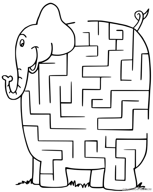 Elephant High Quality Coloring Pages maze elephant 2SQUa1 clipart Printable Coloring4free