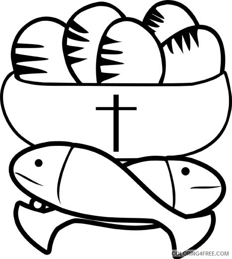 Fish Outline Coloring Pages 10 loaves and fishes colouring Printable Coloring4free