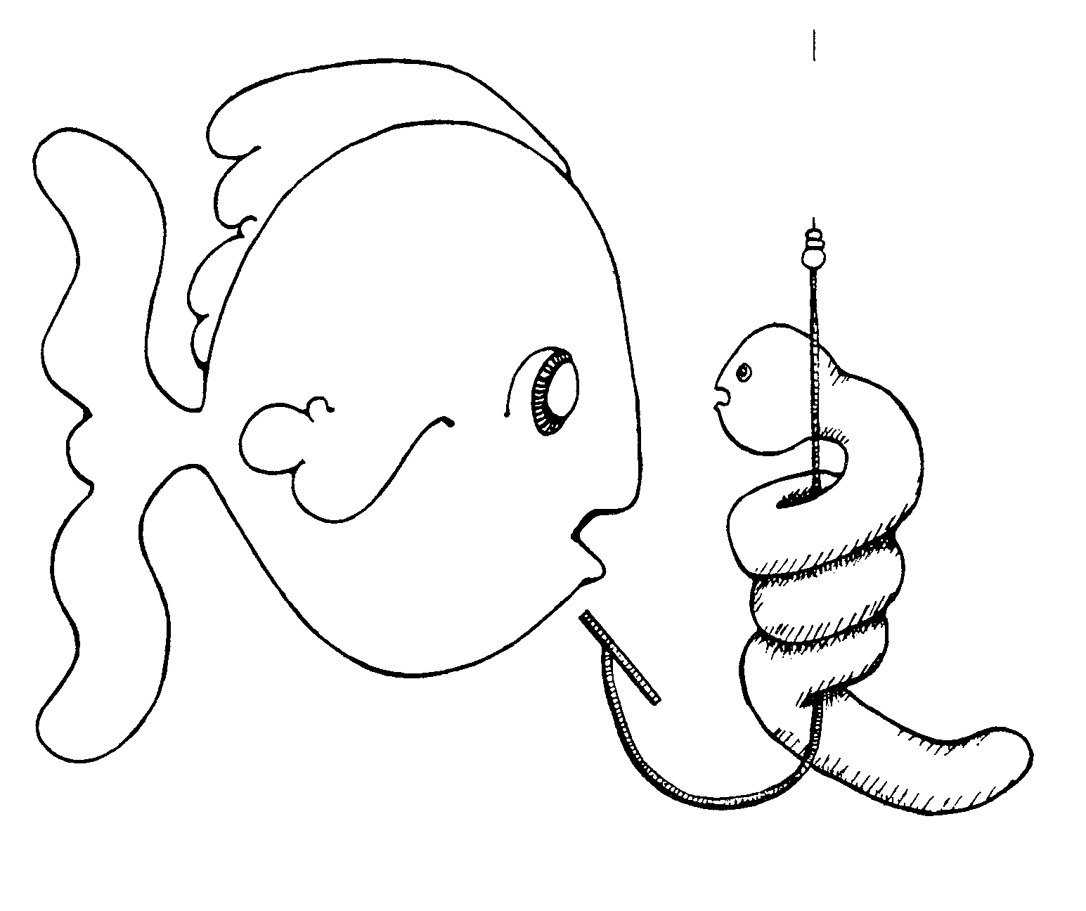 Fish Outline Coloring Pages fish and worm lds clipart Printable Coloring4free