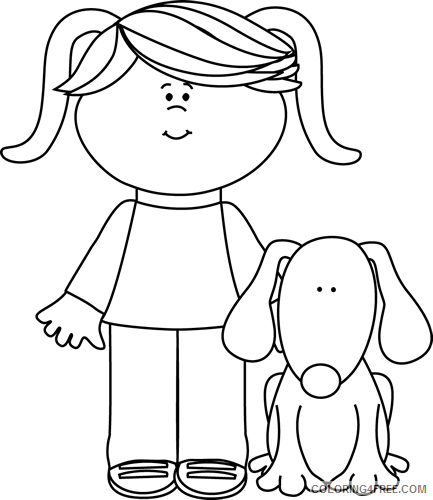 Girl and Dog Coloring Pages girl with Printable Coloring4free