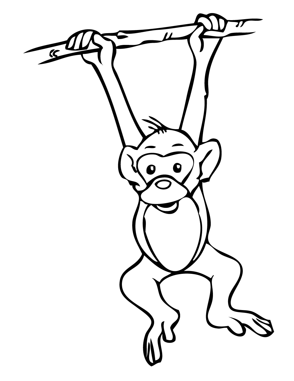 Hanging Monkey Coloring Pages hanging monkey template bfree Printable Coloring4free