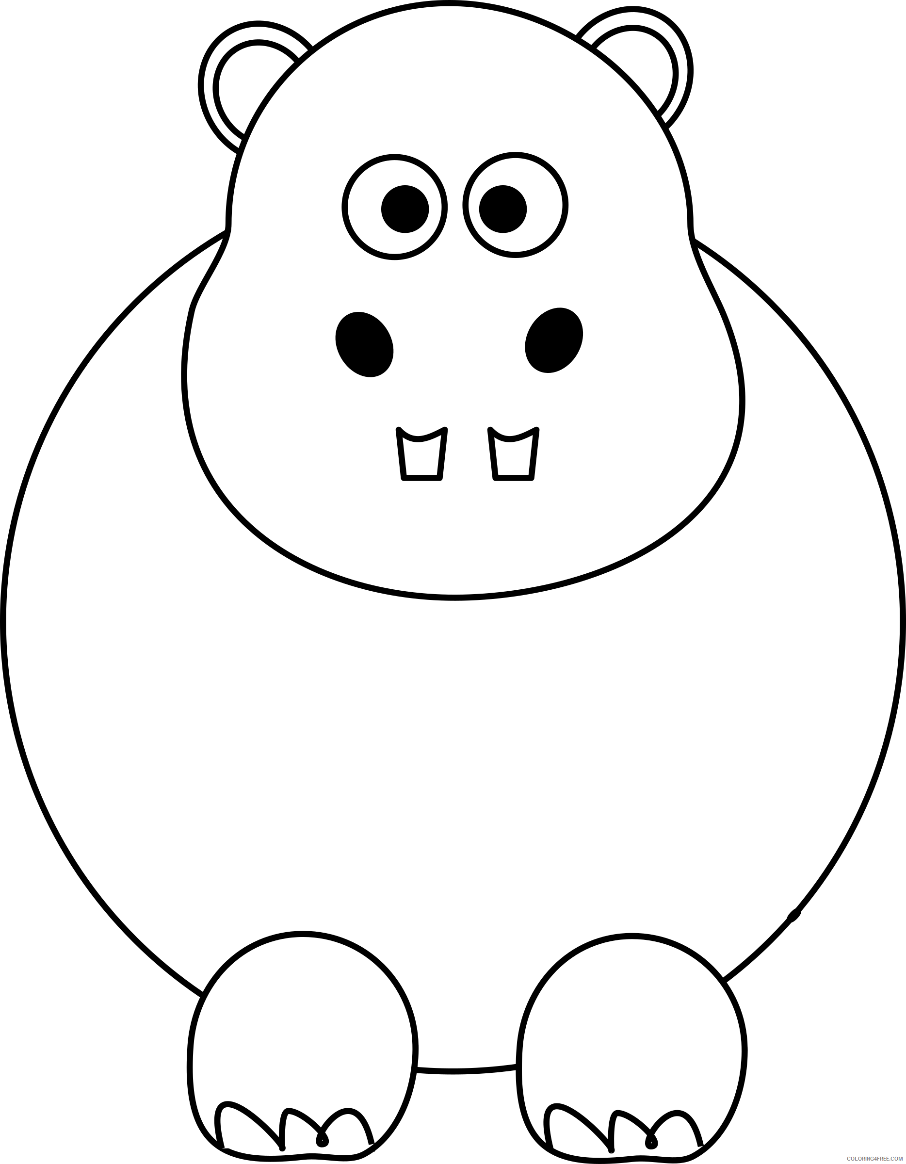 Hippo Outline Coloring Pages hippo 4 Printable Coloring4free