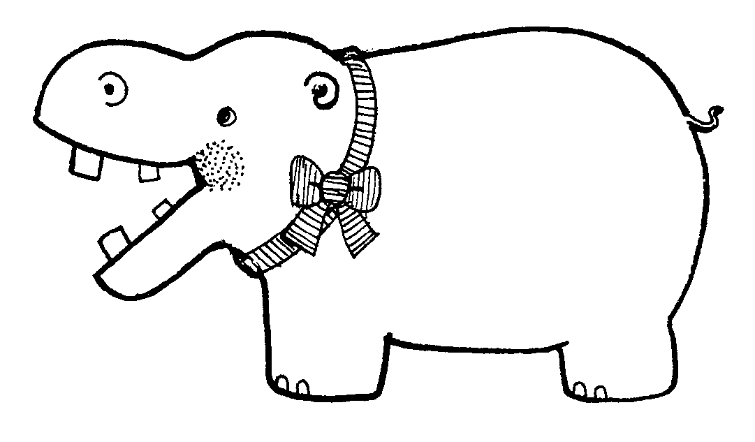 Hippo Outline Coloring Pages hippo black and Printable Coloring4free