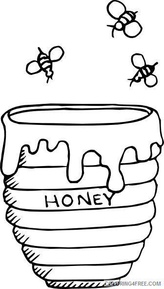 Honey Bee Coloring Pages bees around a honey pot Printable ...