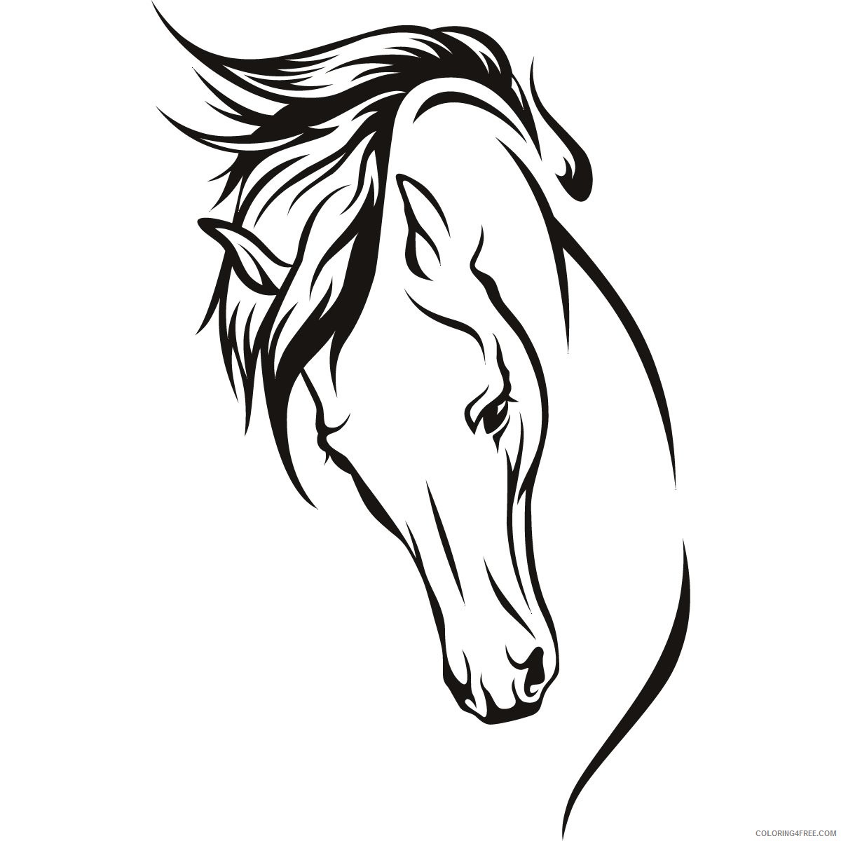 Horse Head Coloring Pages horses head wall art stickers Printable Coloring4free