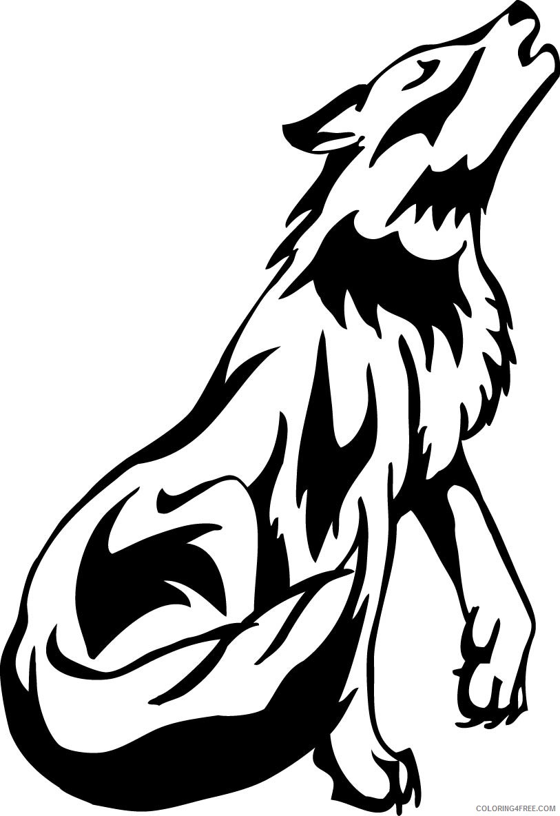 Howling Wolf Coloring Pages wolf howling drawing best Printable Coloring4free