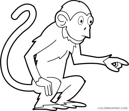 Monkey Outline Coloring Pages monkey Printable Coloring4free