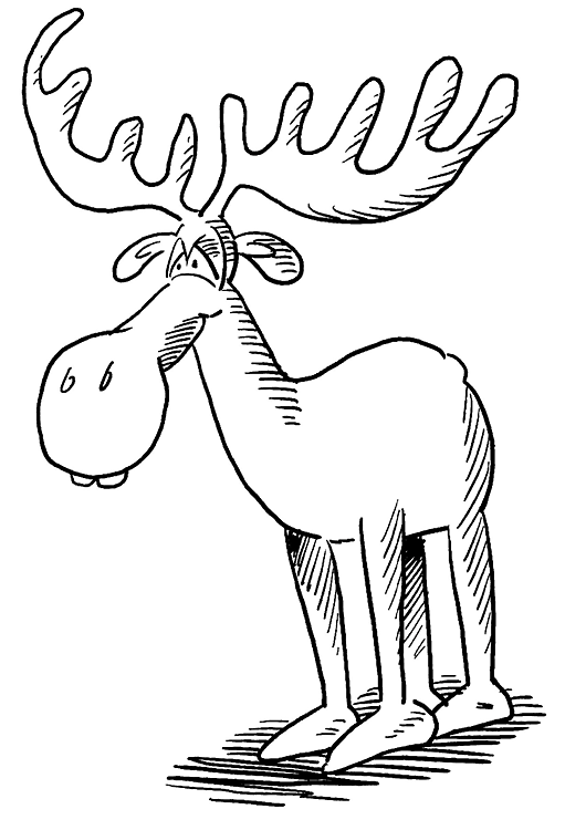 Moose Outline Coloring Pages cute moose black and Printable Coloring4free