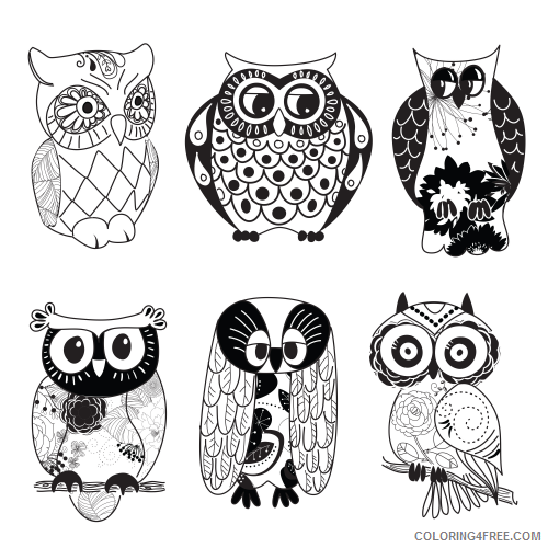 Owl Coloring Pages owl printable black and Printable Coloring4free