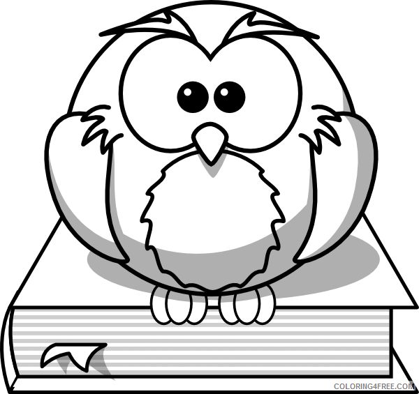 Owl Outline Coloring Pages owl on book outline clip Printable Coloring4free