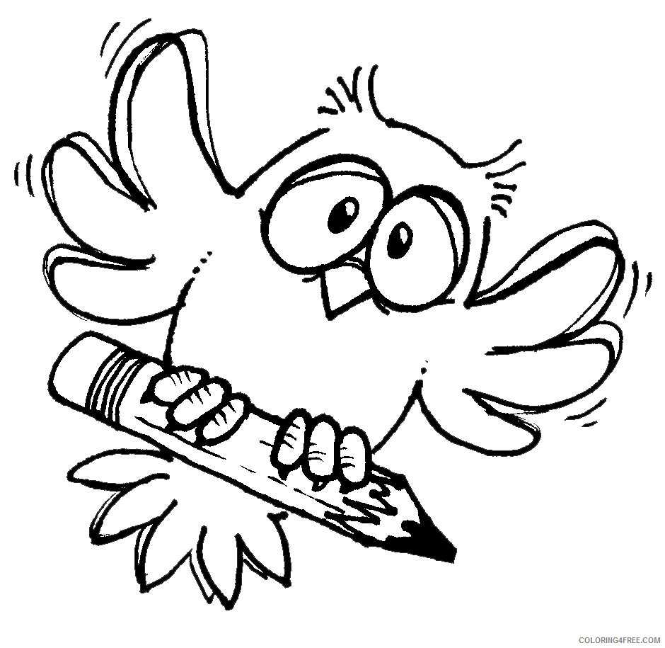 Owl Outline Coloring Pages owl writing bfree Printable Coloring4free