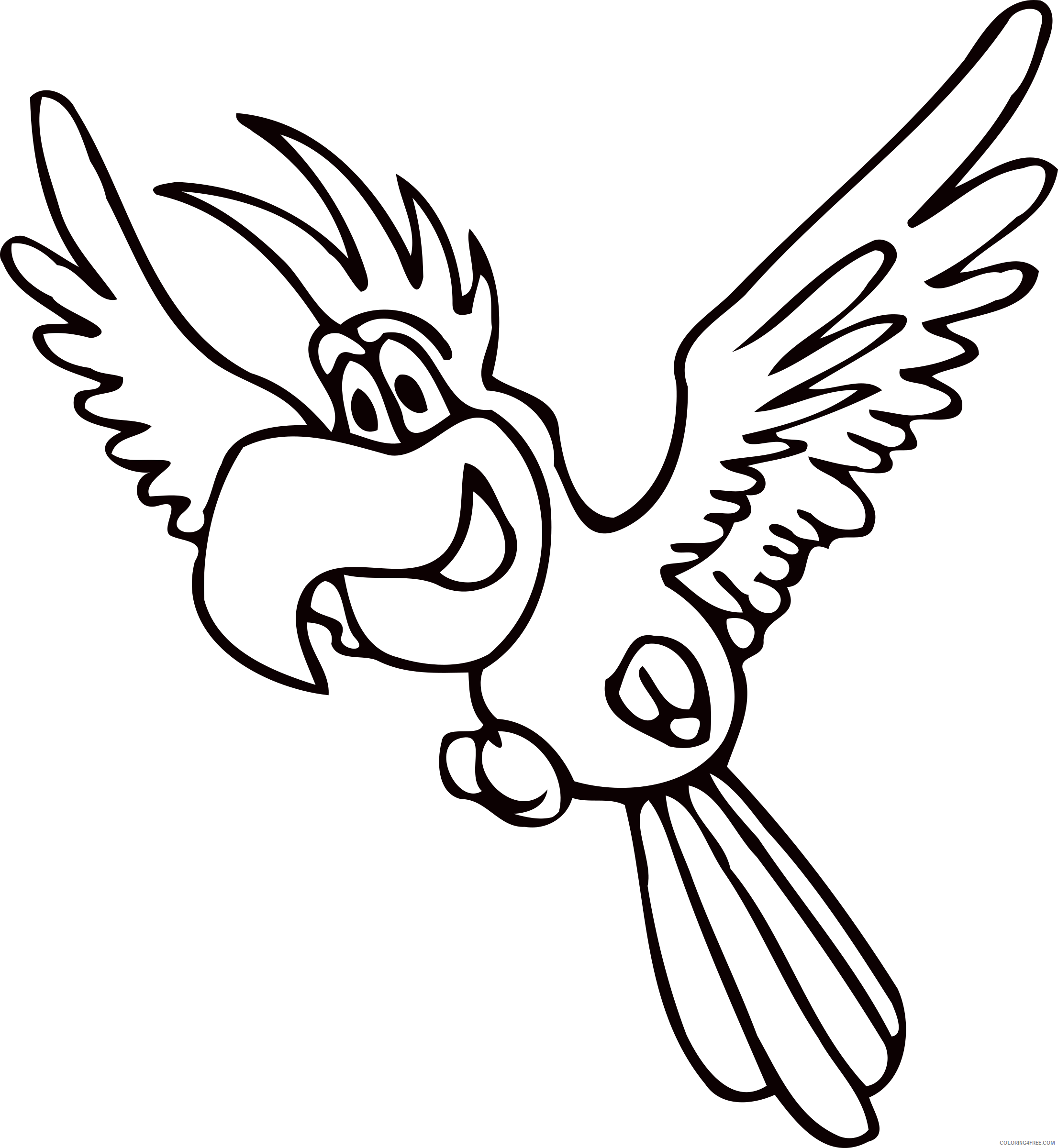 Parrot Outline Coloring Pages parrot4outline Printable Coloring4free